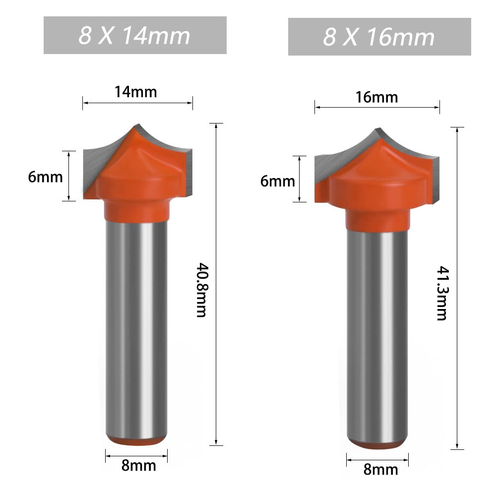 Lot de 4 fraises rondes C3 en carbure de tungstène 8 mm