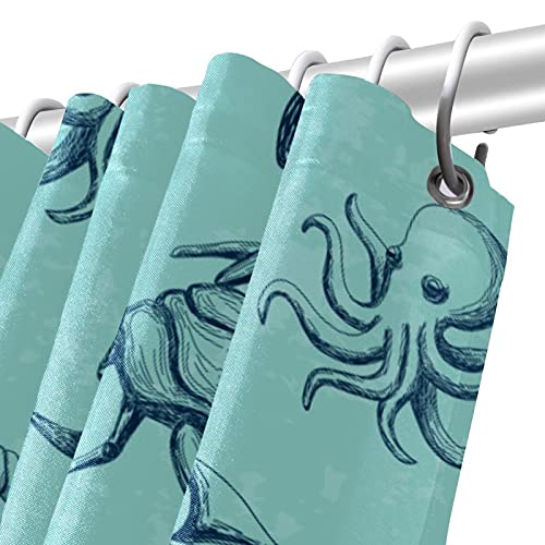 Rideau de douche baleine 168x183 cm vert océan avec ses 12 crochets - 6