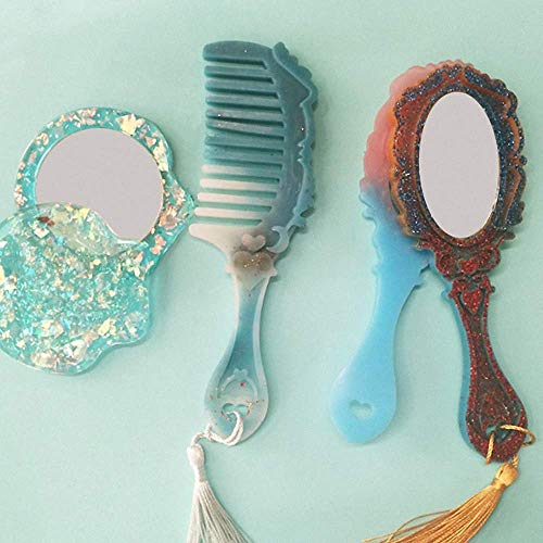7Pcs/Set Hair Comb & Mirror Resin Mold Retro Style Comb Translucent Silicone Epoxy Resin Casting Diy Jewelry Making Craft Handmade Tools #TOP4