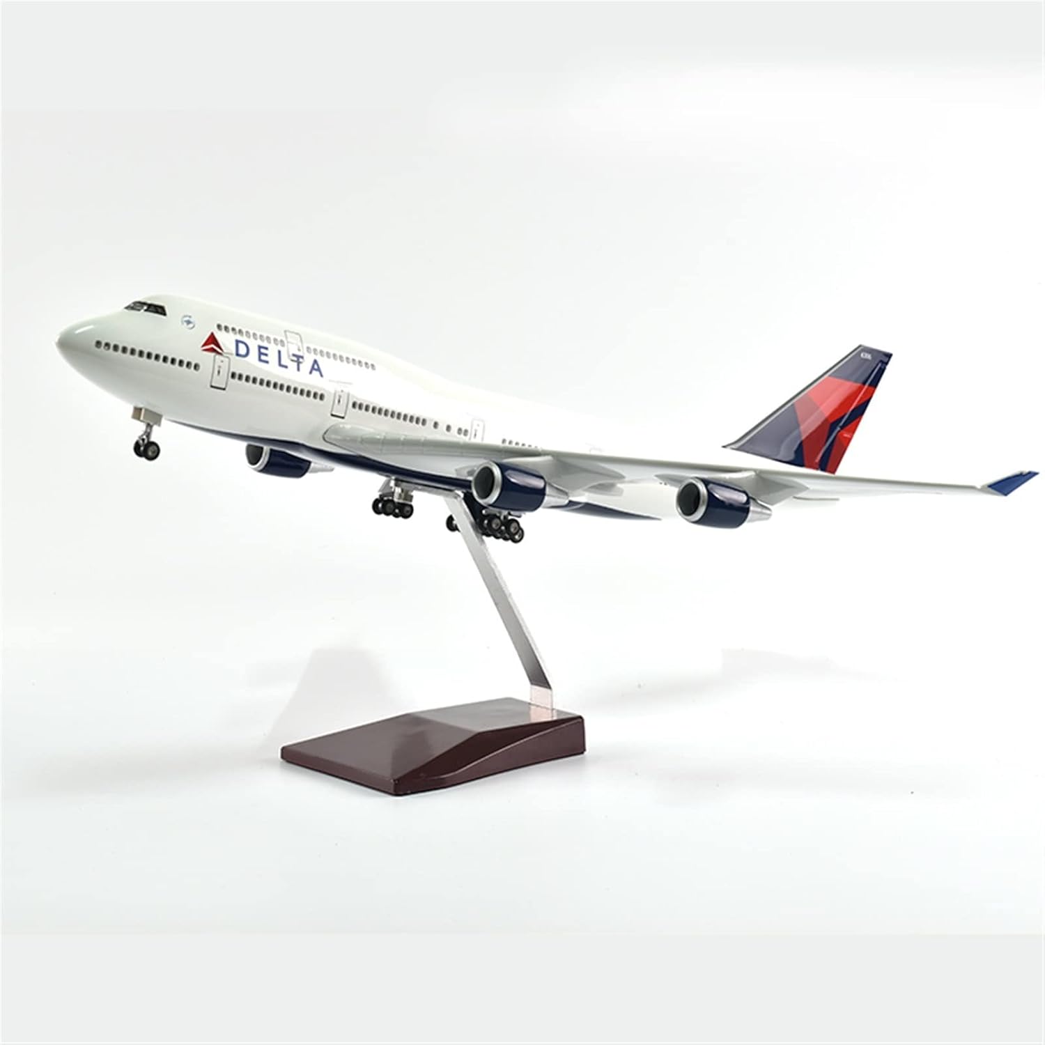 47cm Talon for Boeing B747 Airplane Model 1 160 Scale Die-cast Resin Light Wheel Gift Collection Hobby Playgame Kit(Delta with Light)