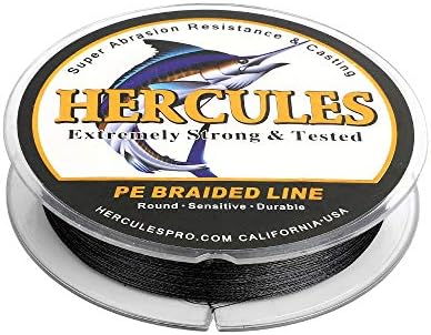 HERCULES Super Strong 500M 547 Yards Braided Fishing Line 20 LB Test for Saltwater Freshwater PE Braid Fish Lines 4 Strands - Black, 20LB (9.1KG), 0.20MM - 3
