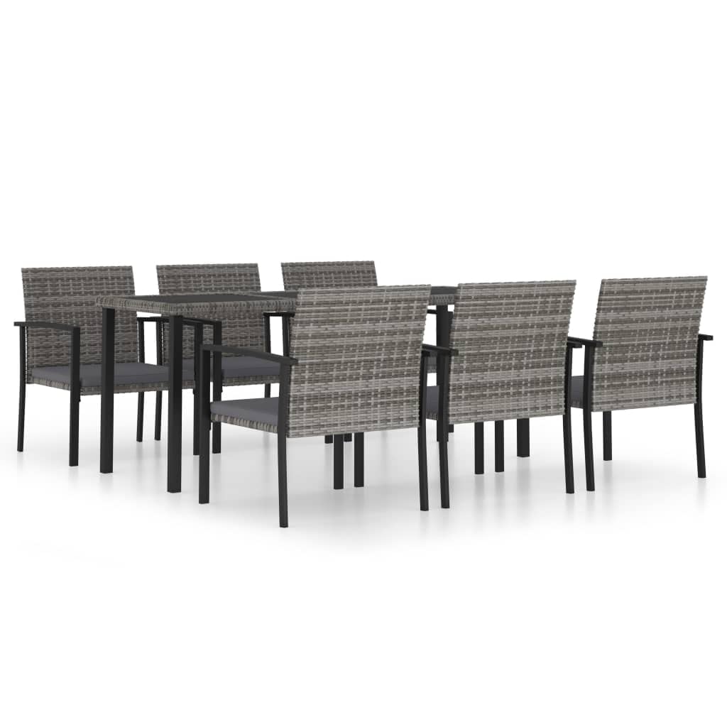 vidaXL Ensemble de Salle à Manger de Jardin 7 pcs Mobilier à Dîner Table et Chaises de Patio Salon de Jardin Extérieur Terrasse Gris Résine Tressée