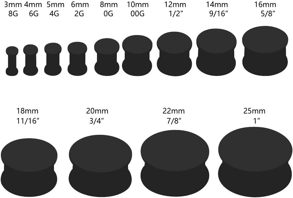 26Pcs Silicone Ear Gauge Plugs Stretching Kit Double Flared Flesh Tunnels Saddle Expander Set 8g to 1"