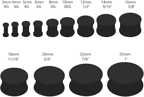 Miniatura 2 de Juego de 26 tapones de silicona para dilatadores de oreja de silicona, túneles de carne de doble acampanado, juego de expansores de sillín de 0.28