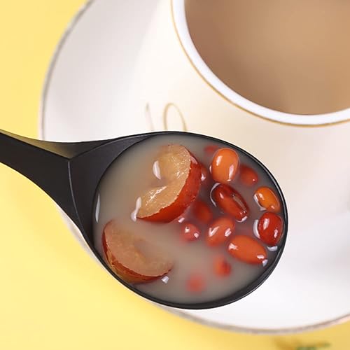 Miniatura 5 de Cucharas de postre de plástico, cucharas de sopa desechables, cucharas negras resistentes para fiestas, oficina, restaurantes, eventos, utensilios,