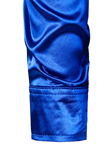 Image of ZEROYAA Men's Luxury Printed Silk Like Satin Button Down Dress Shirt for Party Prom