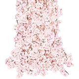 CEWOR 2pcs 11.8 Ft Fake Spring Cherry Blossom Garlands Artificial Flower Vines Silk Hanging Flowers for Wedding Party Backdrop Room Wall Decoration Japanese Kawaii Decor Indoor Outdoor