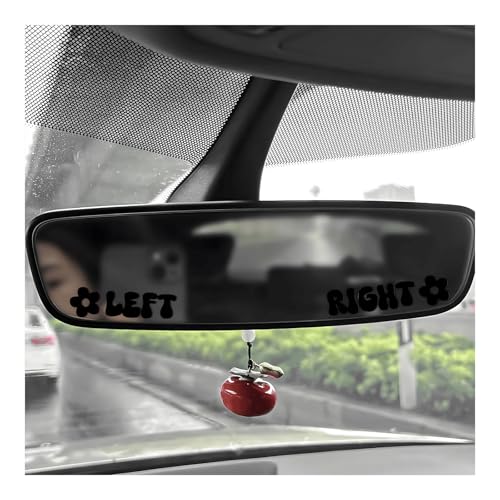 Image of Left Right Car Sticker, Beautiful Rear View Mirror Decor Waterproof Vinyl Sticker, Cute Left Right Auto Window Decal Vanity Mirror Decoration for Women Girl, Car Accessories (Black)