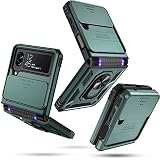 Janmitta Samsung Galaxy Z Flip 4 Case Built in Slide Camera Lens Cover+Hinge Protection+Finger Ring
