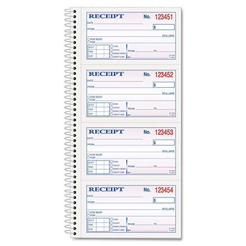 TOPS 4161 Money Receipt Book,Crbnls,2-Part,5-Inch x2-3/4-Inch,200/BK,WE/CA