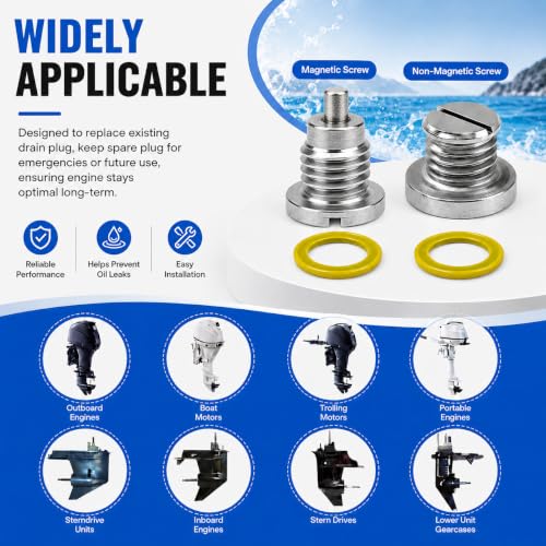 Image of 2 PCS Lower Unit Drain Plug Kit for MerCruiser & Mercury Marine