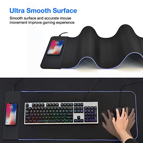 Rgb Gaming Wireless Charging Black Mouse Pad,31.5X12 Inch Large And Long 10W Fast Wireless Charger Extended Mousepad Xl Led Mouse Pad For Pc/Computer/Laptop #TOP1