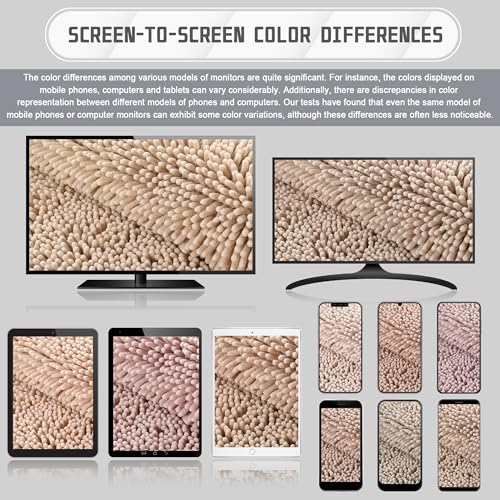Yimobra Washable Bathroom Rugs, Super Soft & Absorbent Chenille Bath Mat for Floor & Carpet, Quick Dry Non Slip Bath Mat for Tub Shower, 32"x20",Beige by Yimobra - Image 3