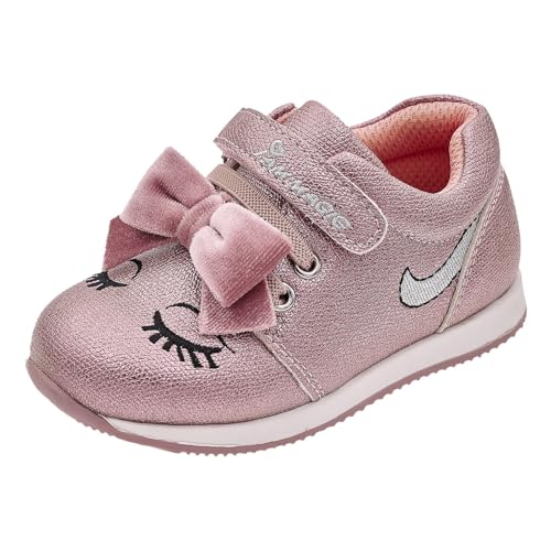 Chicco, Zapatillas Niña con Cierre de Gancho y Bucle y Cordones Elásticos, Zapatos de Deporte Cómodos, Flexibles y Transpirables, para Primavera y Otoño, Zapatos Niña y Chica, Rosa (2), 23 EU