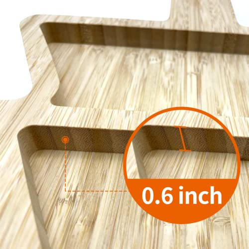 Bamboo Serving Platter, Multiple Spaces Reusable Bamboo Plates, Novel Shape Charcuterie Board Set With Knife & Fork, Fruit, Bread, Salad Plate For Christmas Thanksgiving (Christmas Tree) #TOP5