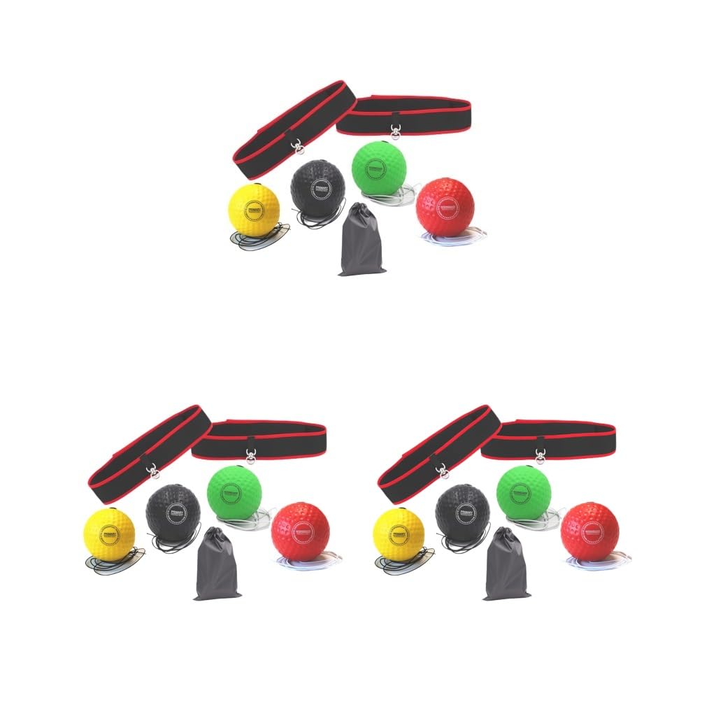 Box-Reflexball-Stirnband, Fitness, Boxausrüstung, Workout, Reflex, Punchingball, 1 Kopfband, 3 Bälle, Set 1