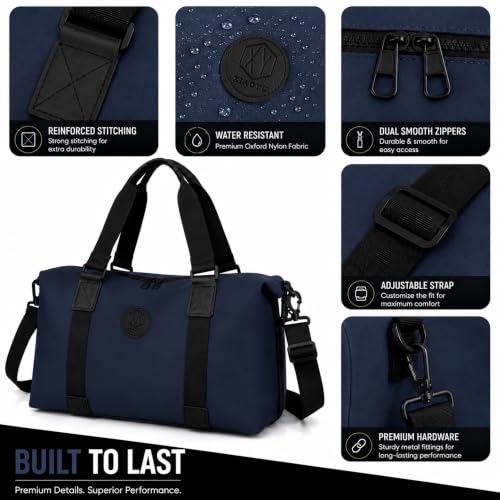 Image of Storite Travel Duffel Bag for Women & Men, Water-Resistant Nylon Weekender Bag with Adjustable Shoulder Strap, Lightweight Overnight Luggage Bag for Travel, Sports & Daily Use (Navy Blue)