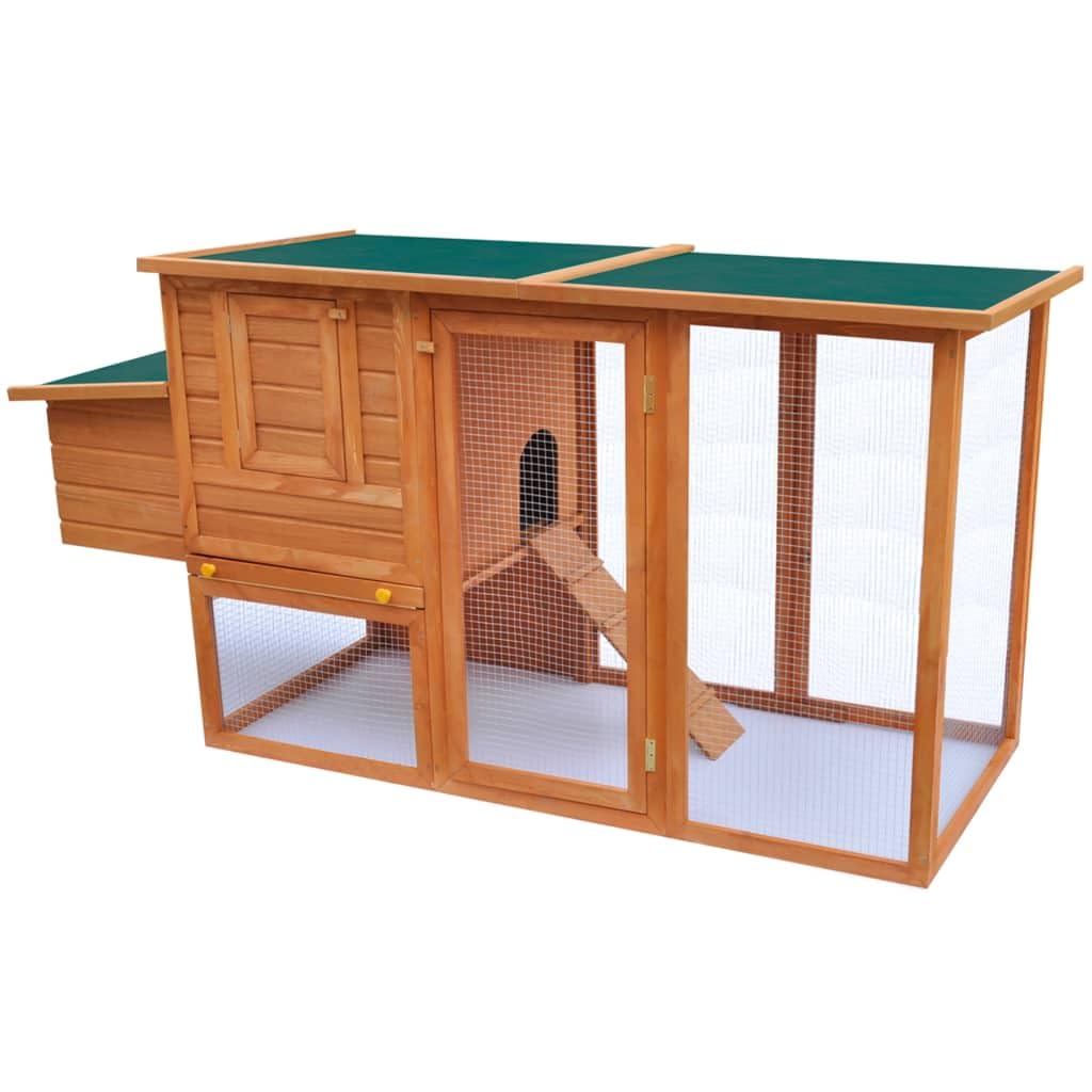Pollaio da esterno con 1 casetta per uccelli 192 x 75 x 103 cm, legno marrone e verde 02_0001697