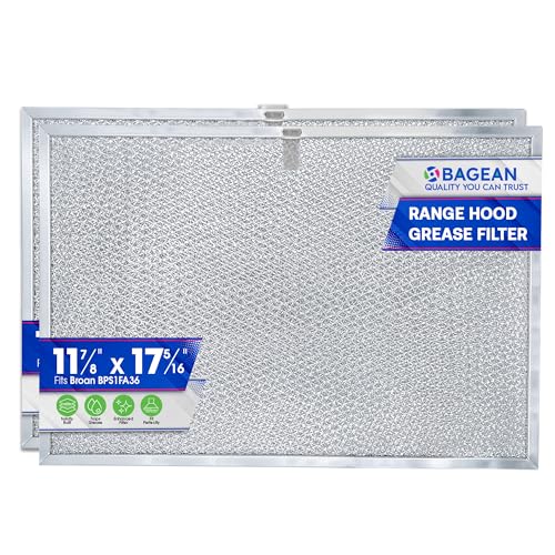 Bagean Stove Hood Vent Filter 11.81x17.32 BPS1FA36 Compatible with Broan Range Hood Filter Replacement - Fits Allure Range Overhead Aluminum Screen - Blocks Grease & Filters Over Oven Air (2-Pack)
