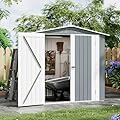 Outdoor Storage Shed 6x4 FT, Metal Garden Tool Shed with Lockable Double Doors & Vents, Weather-Resistant Backyard Storage Shed for Tools, Lawn Equipment & Patio