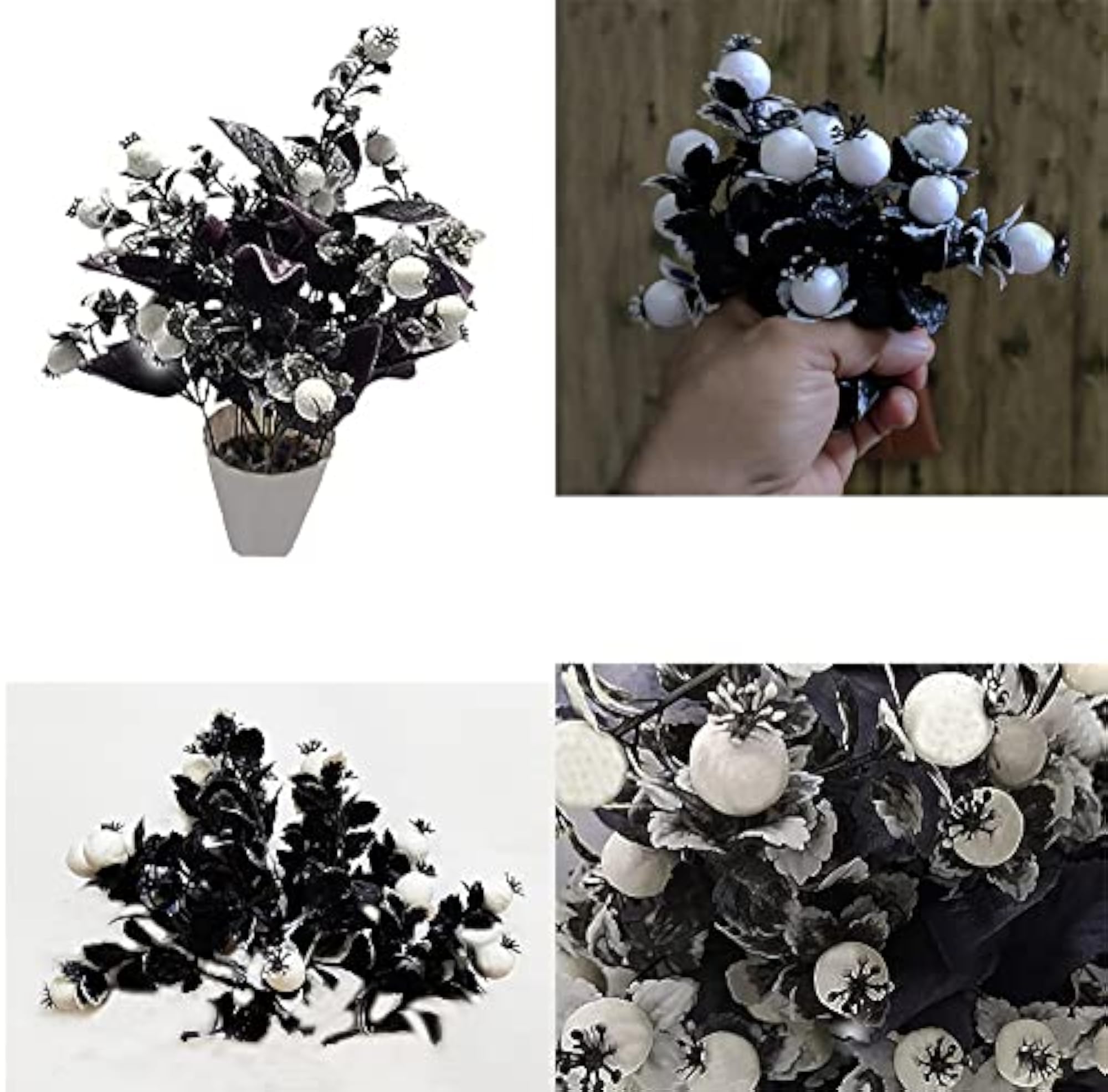 Artificial Mini Plastic Black Tree with White Cherry Flowers