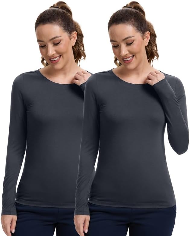 Kitmaz Women's Underscrub Shirt - Soft Breathable Long Sleeve Tee, 53% Cotton for All-Day Comfort​