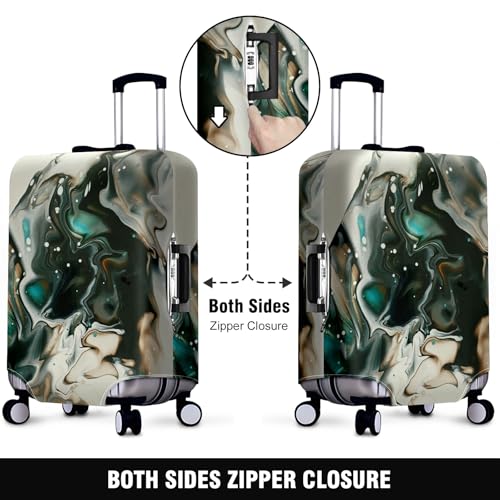 Travel Luggage Cover Suitcase Protector Scratch-Resistant Fit Not Included Suitcase Black White Blue Abstract Painting M-22-24in2