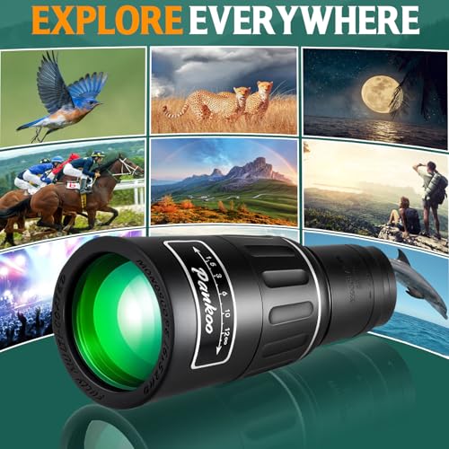 Image of Pankoo 16X52 High Powered Monocular Telescope for Adults - Power Prism, Compact HD Scope, Perfect for Gifts, Hiking, Concert, Travelling & Bird Watching