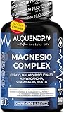 Triple Magnesio Complex - Citrato de Magnesio - Malato de Magnesio - Bisglicinato de Magnesio – Vitaminas B5 B6 D3 - Ashwagandha - Energía Diaria – Reduce Cansancio y Fatiga - Función Muscular