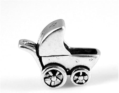 Plata de ley 3D Carro de Bebé Charm Futura Madre Futura Ser - Artículo #1098, Plata esterlina