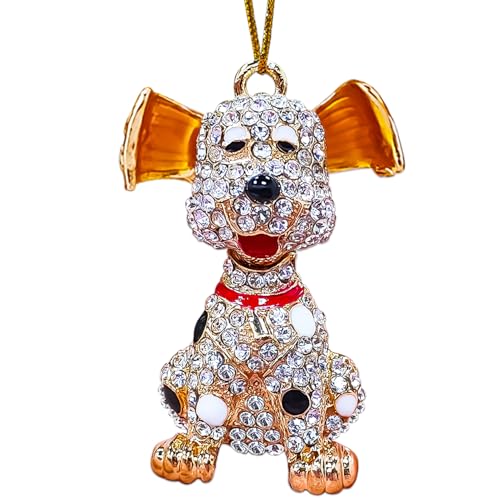 Handmade Metallic Dog Ornament with Rhinestone