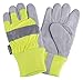 Leather Palm Gloves, Hi-Vis Lime, M, PR