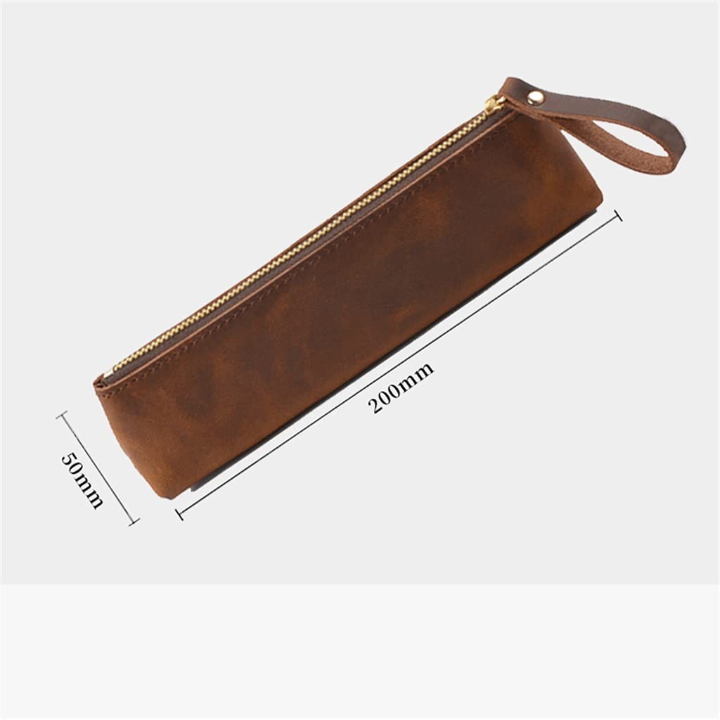 Forniture scolastiche: Pelle bovina retrò e custodia protettiva con cerniera per cancelleria in pelle - Astuccio per matite Confezione da 3 200 mm * 50 mm