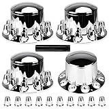 Youxmoto Rear Axle Wheel Cover 33mm Screw-on Lug Nut Cover for Semi Truck, Chrome Plated ABS Plastic, Universal Fit, 4 Pack