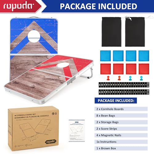 ropoda Cornhole Board Set with Score Sheet, 4×2/3×2 FT Regulation Size Corn Hole Games for Adults with Lightweight Aluminum Alloy Edging, Yard/Outdoor/Backyard Games by ropoda - Image 7