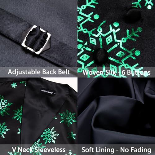 Image of Barry.Wang Mens Red /Green Christmas Suit Vest Holiday Xmas Waistcoat Tie Set Party Tuxedo