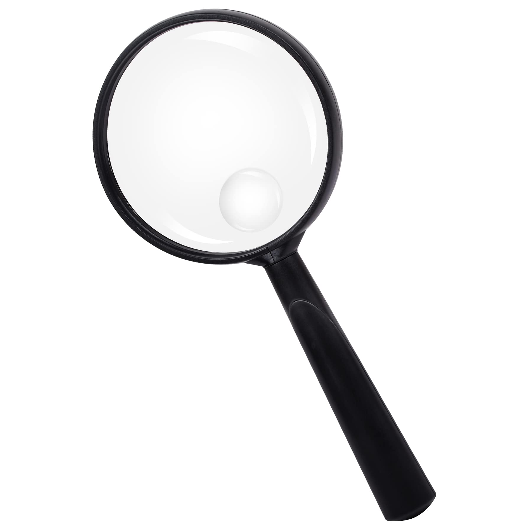 Feosky Hand-Leselupe, 10-fache Lupe, 75 mm, bruchsichere Linse, Erwachsene, geschlossene Arbeit, rutschfester Griff für Senioren, Lesen und Erkundung der Natur (schwarz)