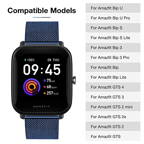 YHC 20mm Strap for Amazfit Bip/Bip U/Bip U Pro/Bip S/Bip Lite,Watchband Bracelet Wacth Strap Compatible with Amazfit GTS/GTS 2/GTS 3… (Blue) - Image 2