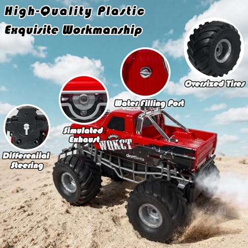 Highspeed Entry Level red rc Monster Truck with Light Spray 2.4GHz Upright 360 Rotate 4WD Monster Trucks rc Cars, 20+ KM/H Monster Trucks 70min (Max) Runtime,Independence Day Birthday Toddler Toy 8-12 — view 3