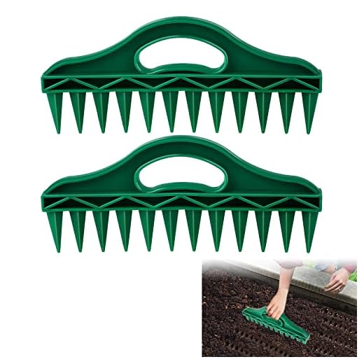 2 Pcs 12 Holes Plant Seed Dibber Garden Tool, Small Garden Seed Spacer 12" Square Foot Gardening Tool Soil Dibber Planter with Ergonomic Handle for Planting Seeds Lay Out Ideal Straight Spaced Rows