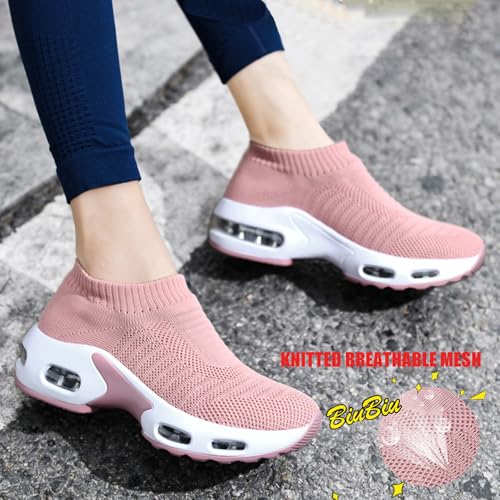 Women's Knit Orthopedic Sock Sneakers Lightweight Breathe Mesh Slip-On Air Cushion Sole Daily Nursing Work Walking Shoes3