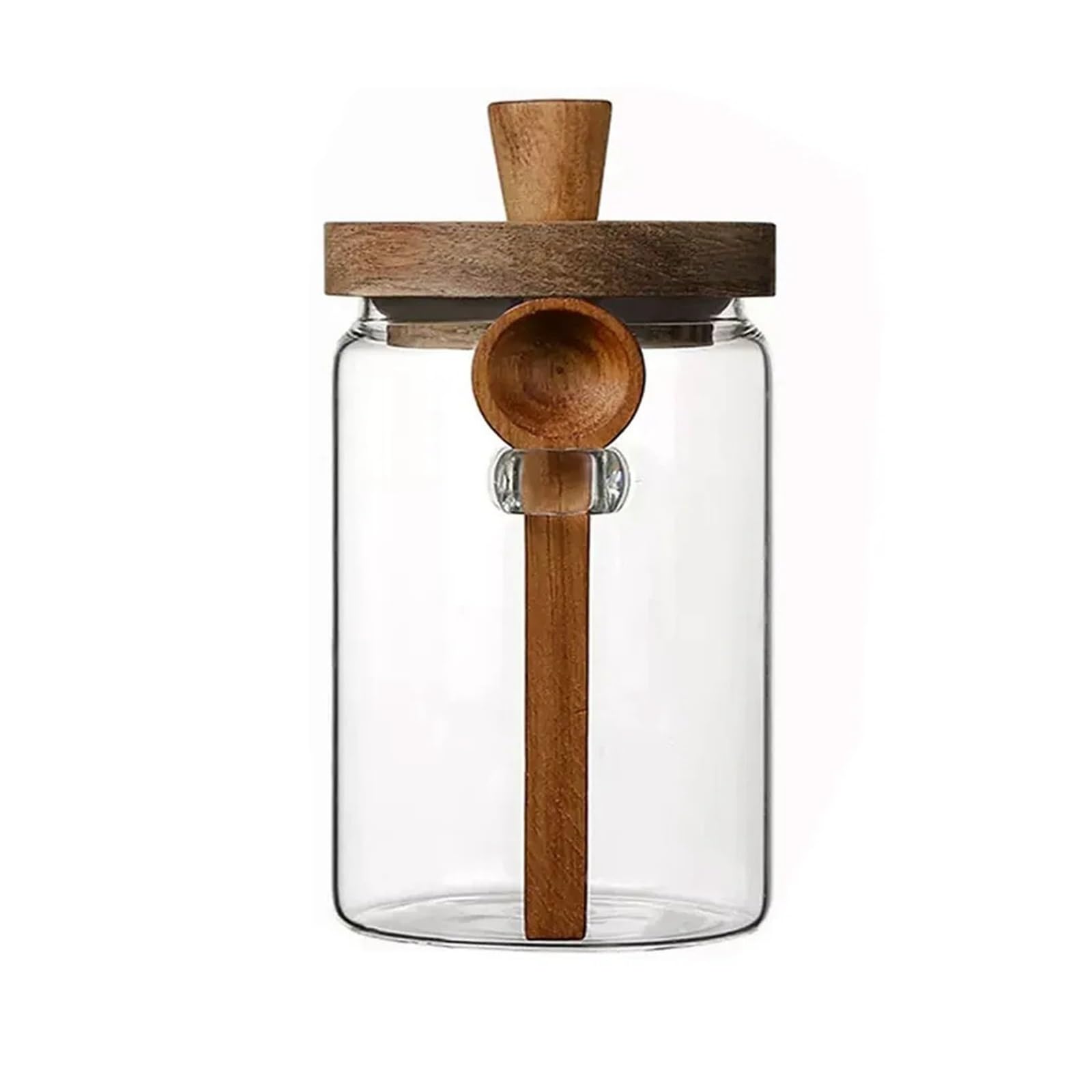 HYFEUOKF Moisture-proof Coffee Bean Storage Jar With Wood Spoon With Wooden Lid Glass Sealed Containers Wide Mouth Design Top Handle(750ml)