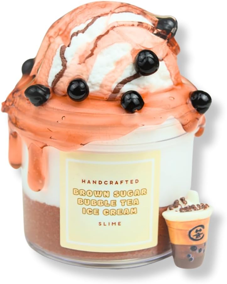 Brown Sugar Bubble Tea Ice Cream Slime (SCENTED) | Handmade Slime | Hippocampe Slimes (8OZ)