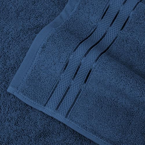 Image of Elegant Comfort Three Line Popcorn Extra Large Luxury Bath Towel - 40 inch x 80 inch inch, Premium Hotel Spa Quality 1 Piece Oversized Bath Sheet 100% Turkish Cotton Super Soft Highly Absorbent, Navy Blue
