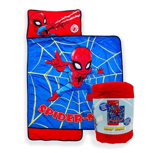 Marvel Super Hero Adventures Spidey Action Nap Mat - Built-in Pillow and Blanket Featuring Spiderman - Super Soft Microfiber Kids'/Toddler/Children's Bedding, Ages 3-5 (Official Marvel Product)