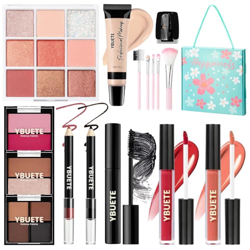 YBUETE Makeup Kit for Teens Girls Women, Travel Cosmetic Kit,Portable Makeup Present Set for Beginners & Professionals, Cosmetic Bundle Include Foundation Eyeshadow Palette Lipstick Eyeliner Mascara
