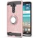 YmhxcY Phone Case Compatible with G3 Case with HD Phone Screen Protector,360 Degree Rotating Ring & Bracket Dual Layer Resistant Back Cover for G3 2014-ZH Rose Gold