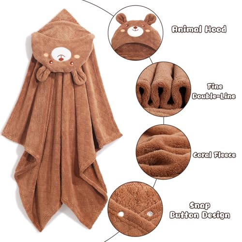 Image of Toddler Bath Towel Baby Bath Towels Hooded Kids Towel for Boy Girl 0-5 Year, 2-Pack Thick Absorbent Toddler Towels Baby Towels with Hood, Large 50''x32''