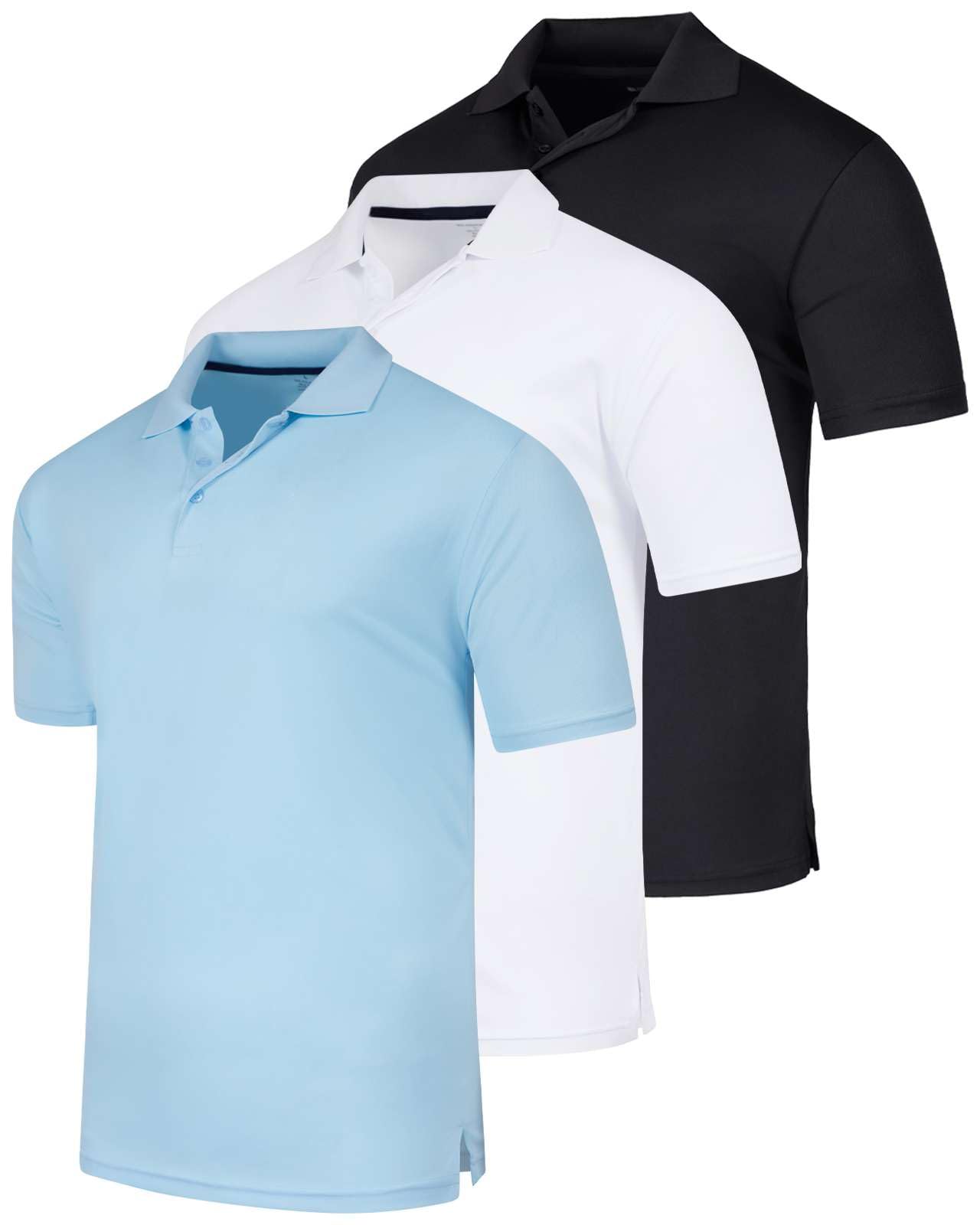 Real Essentials3 Pack: Men's Quick-Dry Short Sleeve Athletic Performance Polo Shirt (Available in Big & Tall)