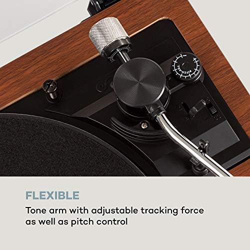 auna Birmingham HiFi Stereo System - Internet / DAB + / FM Radio Tuner, 2 Speakers with 50 W max., Bluetooth Function, Record Player, Belt Drive with 33 and 45 rpm, CD Player , Wood